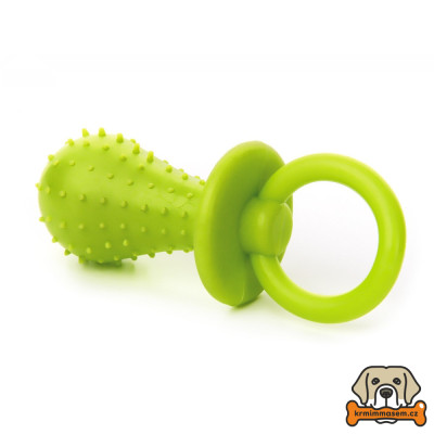 Dudlík - odolná hračka z pryže s rolničkou - zelený