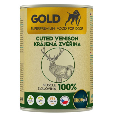 IRONpet Gold Dog Zvěřina krájená svalovina, konzerva 400 g