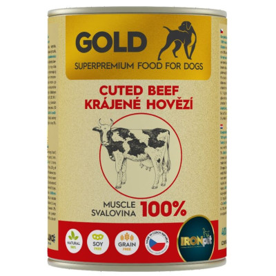 IRONpet Gold Dog Hovězí krájená svalovina, konzerva 400 g