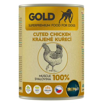 IRONpet Gold Dog Kuřecí krájená svalovina, konzerva 400 g
