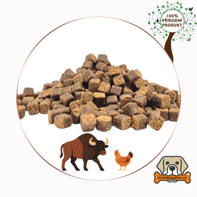 Polovlhké tréninkové pamlsky – Bůvol a kuře 1kg