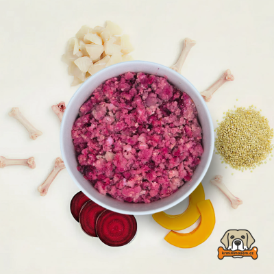 BARF - Treska + kuře komplet s jáhly a zeleninou 1kg