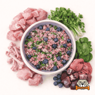 BARF - Králík komplet s droby, petrželí, špenátem a...