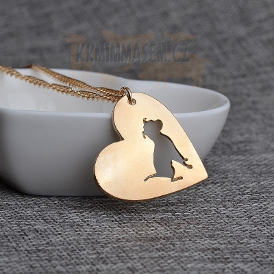 PITBULL - náhrdelník s přívěskem ve tvaru srdce - zlatý 1ks