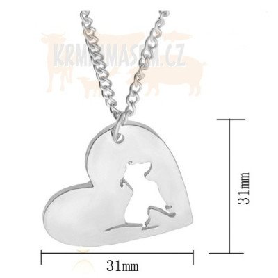 PITBULL - náhrdelník s přívěskem ve tvaru srdce - zlatý 1ks