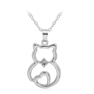 KOČKA Č.2 - náhrdelník s přívěskem - stříbrný 1ks