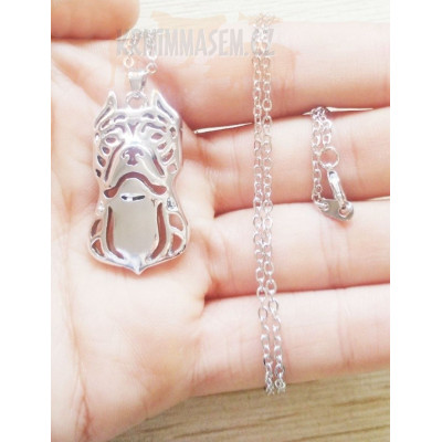 PITBULL HLAVA - náhrdelník s přívěskem - stříbrný 1ks