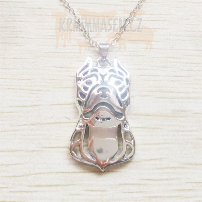 PITBULL HLAVA - náhrdelník s přívěskem - stříbrný 1ks