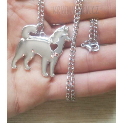 HUSKY/MALAMUT Č.1 - náhrdelník s přívěskem - stříbrný 1ks