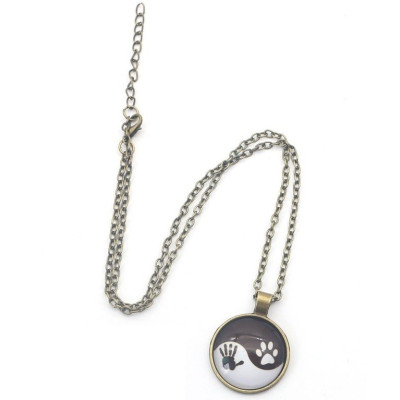JIN A JANG PES A ČLOVĚK - náhrdelník s přívěskem - černý 1ks