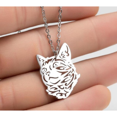 Hlava kočky  - náhrdelník s přívěskem - stříbrný 1ks