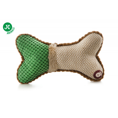 Plyšová kost, 24 cm, zelená, plyšová pískací hračka pro psy