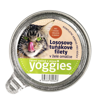 Yoggies mistička pro kočky s lososem, tuňákem a želé omáčkou 85g